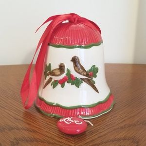 Christmas bell. 4" tall. 4" at opening. Ceramic.